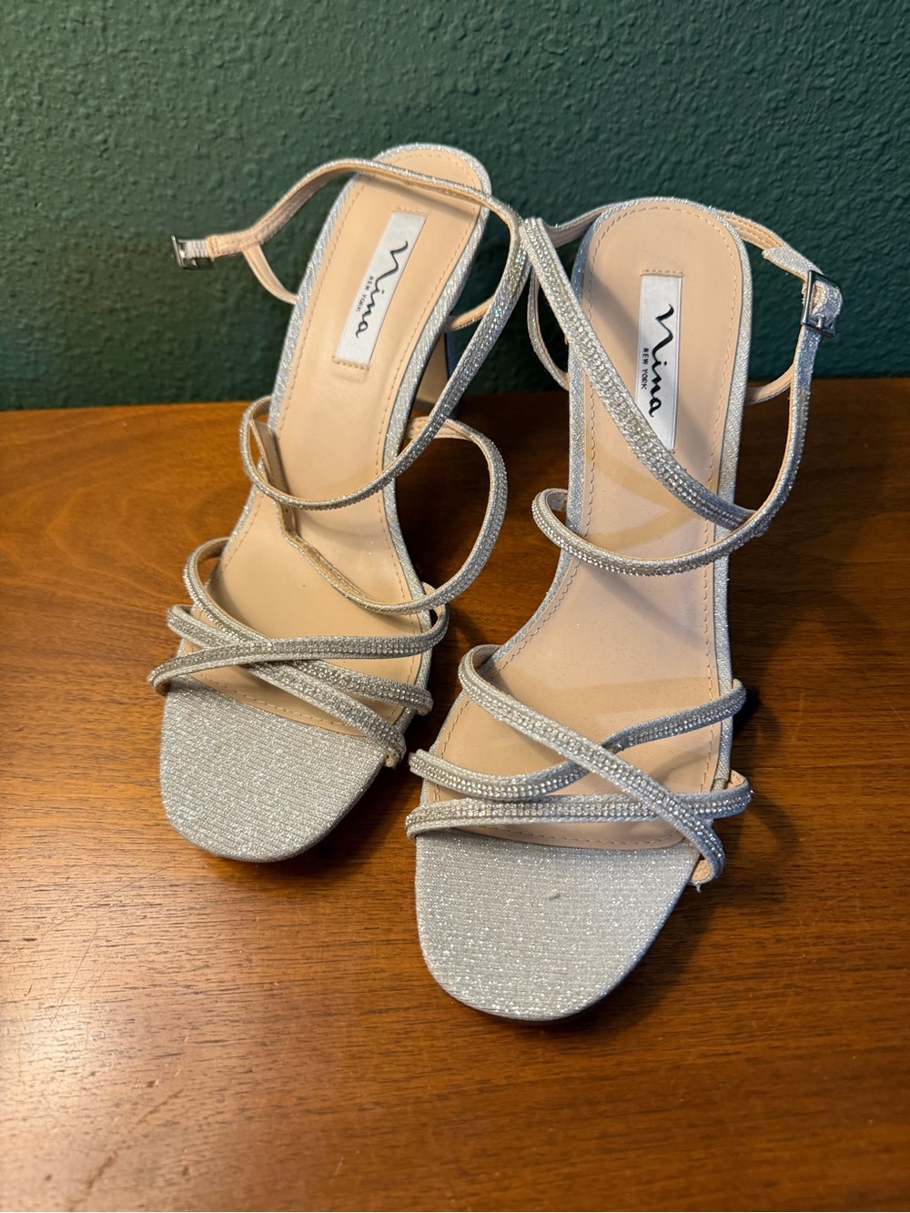 Nina Silver Strappy Evening Sandals